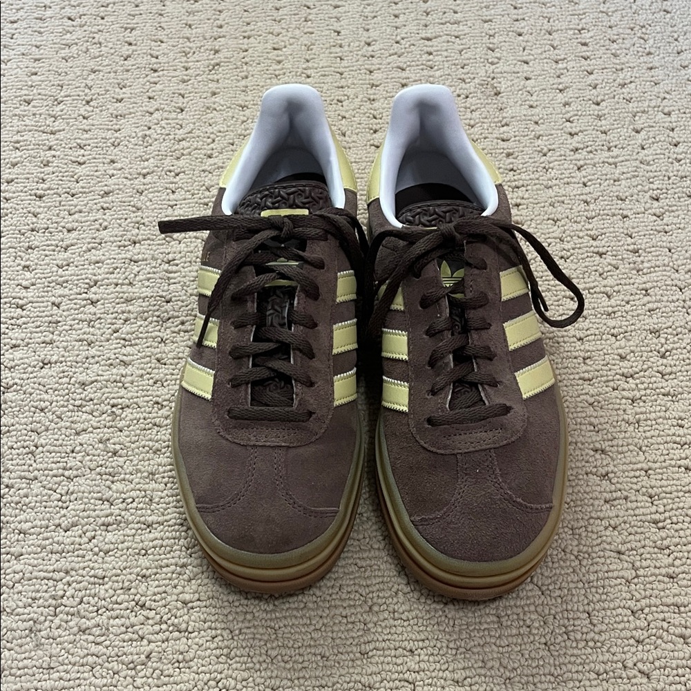 Adidas Brown and Yellow Suede Sneakers